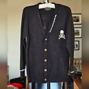 Mastermind Japan Black Skull Hand Stitch Cardigan